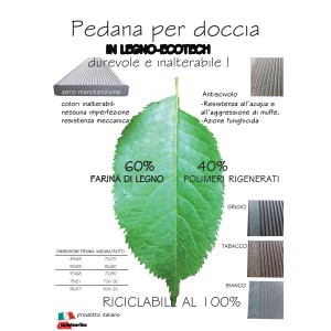 t.b.t. Tappetino doccia in legno-ECOTECH, durevole, antiscivolo e riciclabile.