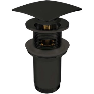 Piletta universale quadrata Click-Clack per lavabo e bidet in metallo nero