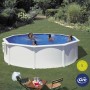 Piscina Gre Bora Bora ovale, Ø 300 cm, struttura in acciaio bianco, con bambini che giocano in giardino.
