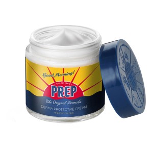 PREP Derma Protective Cream in barattolo di vetro con coperchio blu.