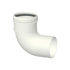 Raccordo a gomito a 90 gradi bianco per sistemi di riscaldamento.