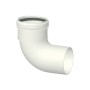 Raccordo a gomito a 90 gradi bianco per sistemi di riscaldamento.