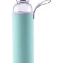 Borraccia in vetro Culinario 550ml con custodia verde menta e tappo in acciaio inox.