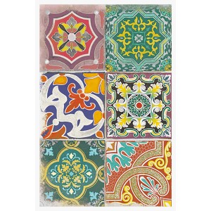 Piastrelle Quadri con vari motivi colorati.