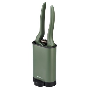 Cesoie da giardino Fiskars verdi con supporto. Cesoie per fiori e piante.