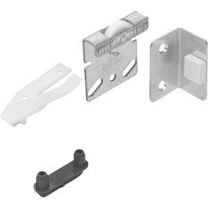 Kit di montaggio Hettich TopLine 2 per ferramenta per porte scorrevoli, acciaio zincato, composto da elemento di scorrimento, staffa e accessori.