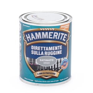 Smalto per metallo Hammerite, grigio satinato. Protezione anticorrosione per metallo.