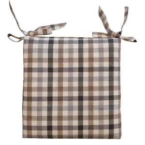 t.b.t. cuscino per sedia con lacci, a scacchi marrone-beige.