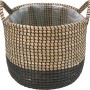 Cesto nero in alghe marine, 35x35x32 cm, con due manici, per vasi da fiori o come decorazione.