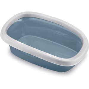 Lettiera per gatti Jollypaw blu (58 cm) con bordo alto per una facile pulizia.