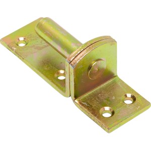 Cerniera a vite D1 zincata gialla, 115x40 mm, Ø 16 mm, per fissaggio di bandelle.