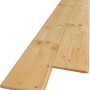 Perline in legno chiaro, dettaglio della struttura del legno.