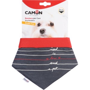 Bandana per cani t.b.t. con righe e scritta "need is love and a pet".