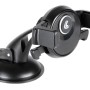 Supporto universale nero per telefono da auto con ventosa per montaggio sul parabrezza.