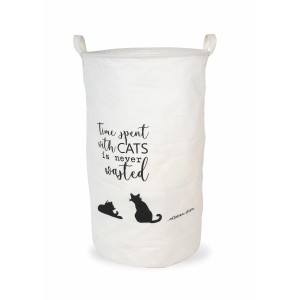 Cesto portabiancheria con motivo gatti: "Il tempo trascorso con i gatti non è mai sprecato".
