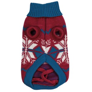 Abbigliamento per cani t.b.t. a fantasia in rosso, bianco e blu.