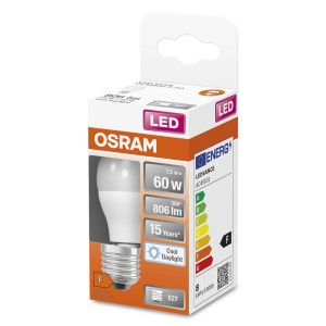 Lampadina LED E27 Osram, 60W, nella confezione. Lampadina LED a risparmio energetico per interni.