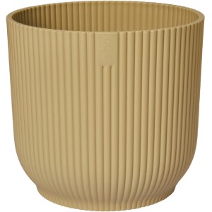 Vaso per fiori Elho Vibes Fold, Ø 18 cm, giallo burro, texture a coste, in plastica riciclata.