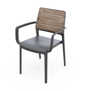 Sedia da giardino senza cuscino con braccioli Porto grafite