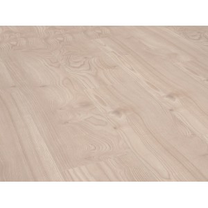 Pavimento in laminato chiaro in decoro Sweet Chestnut con struttura tattile e scanalatura a V.