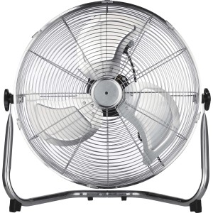 Ventilatore da pavimento, diametro 45 cm, 110 W, alloggiamento in metallo con tre pale del rotore.