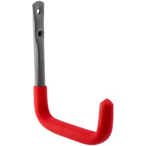 Gancio a muro rivestito con gomma rossa per montaggio a parete.