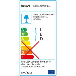 Etichetta energetica per luce notturna Osram LED Spylux: da A a F, lampada LED non sostituibile.