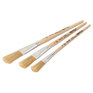 Set di pennelli per smalto LUX, 3 pennelli con setole chiare e manici in legno.