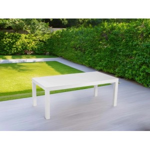 Tavolino da giardino in alluminio bianco 120x60x45 cm