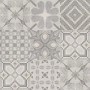 Adesivi da parete grigi con vari motivi geometrici e floreali.