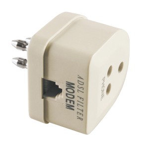 Filtro/splitter ADSL per telefono e modem, adattatore beige per accessori telefonia.