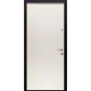 Porta blindata t.b.t. con telaio nero e pannello porta bianco.