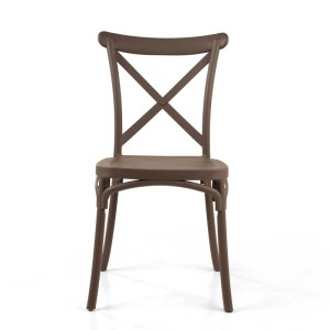 Sedia impilabile Cross in polipropilene tortora 43x52,5h45/88 cm