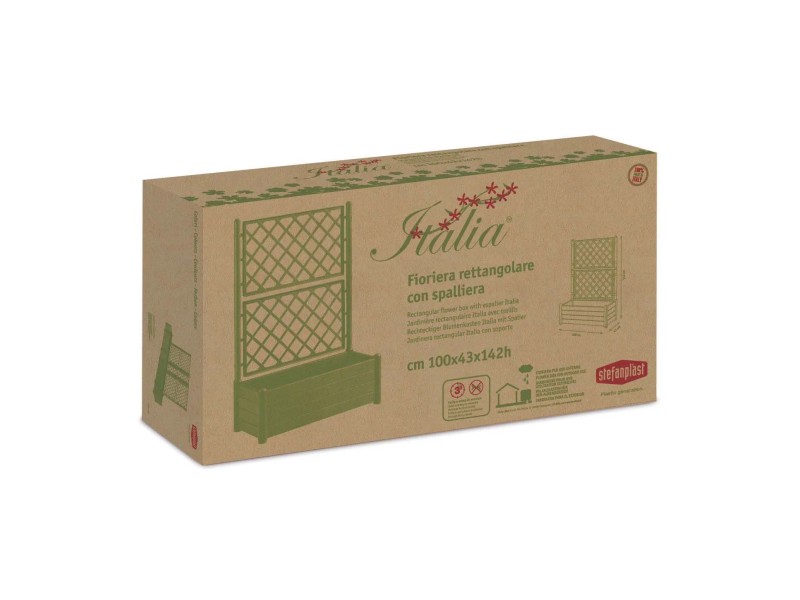 Stefanplast Fioriera Quadrata Italia 43 Cm Stone Grey – Vaso Effetto Legno Per Esterno, Resistente Al Gelo, 30 Litri, Modulare - 6