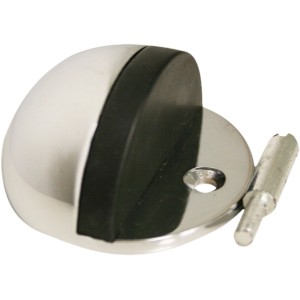 t.b.t. Fermaporta cromato con gommino e materiale di fissaggio.