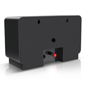 Vista posteriore di una trappola per topi t.b.t. nera con connessione per test di frequenza.