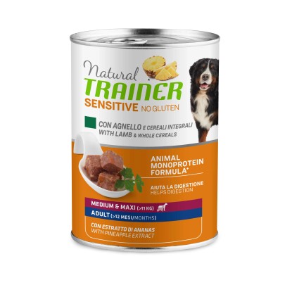 Cibo umido per cani Natural Trainer agnello e cereali integrali