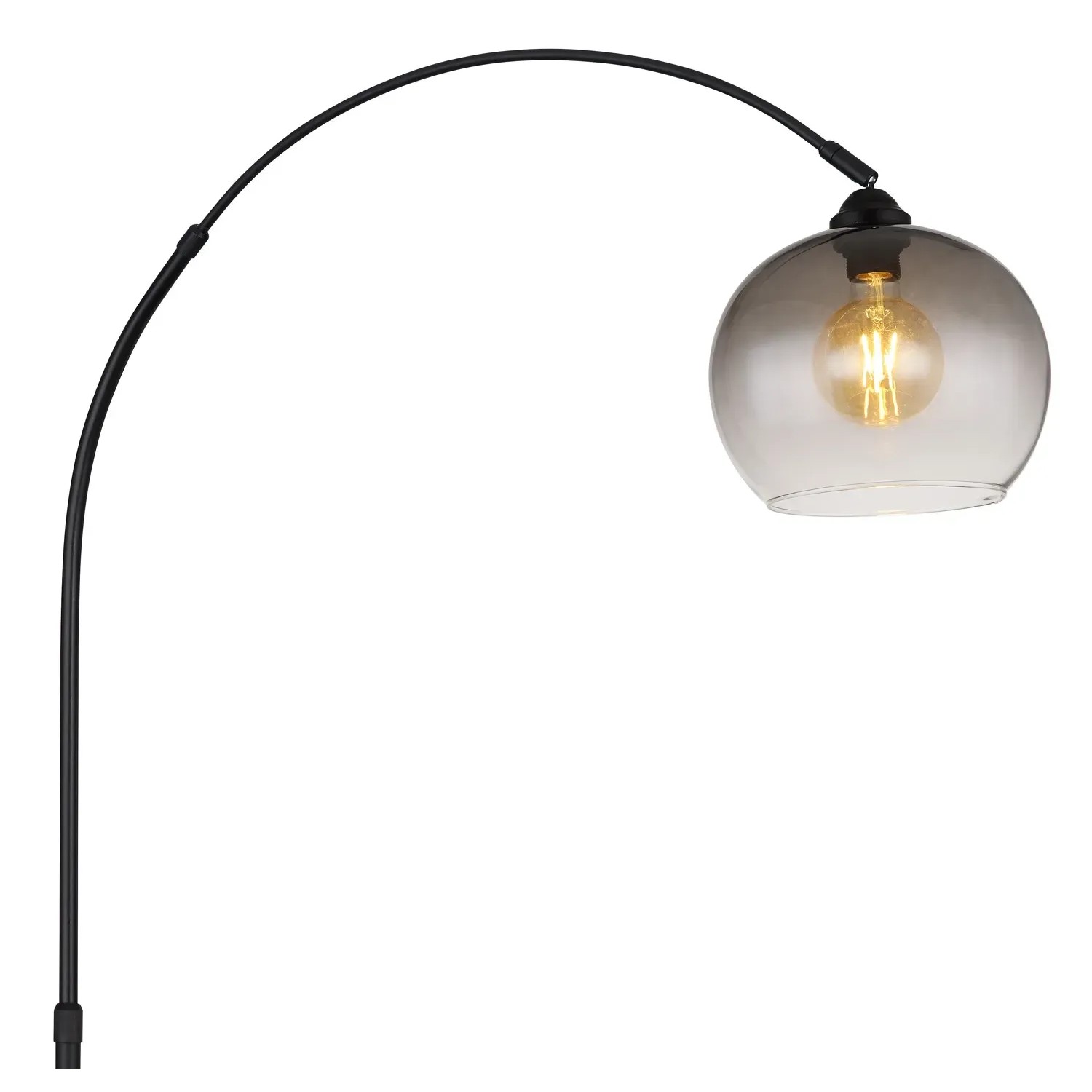 Lampada da terra nera Globo Newcastle con vetro fumé e attacco E27.