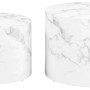 Set di 2 tavolini da salotto in legno Motrik effetto marmo bianco tondo h40 cm_4