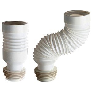 Due raccordi WC bianchi, flessibili e rigidi, per cassette.