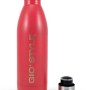Borraccia rossa t.b.t. in acciaio inox con coperchio argentato per campeggio e outdoor.