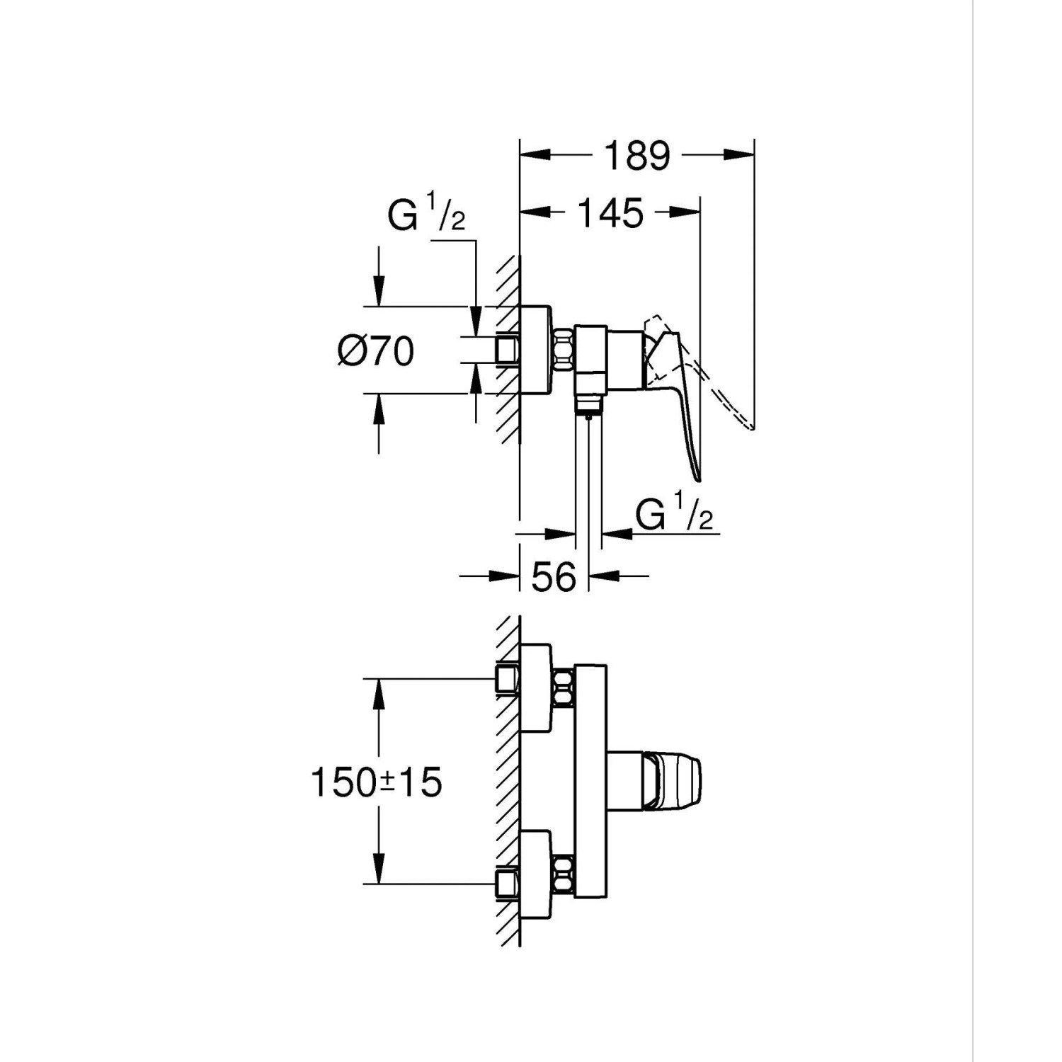 Miscelatore monocomando doccia esterno Grohe Dice cromo_15