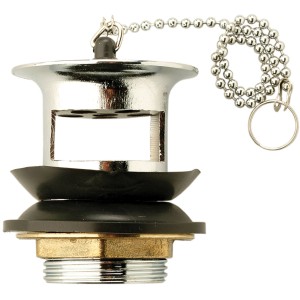 Tappo lavabo con catenella, cromo/nero, per sifoni.