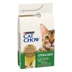 Purina Cat Chow Sterilised cibo secco per gatti, gusto pollo in sacco.