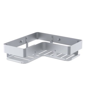 Mensola angolare argentata per bagno, montaggio a parete. Ideale per accessori bagno.