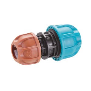 Connettore per irrigazione interrata, marrone/blu, misure 20 e 25.