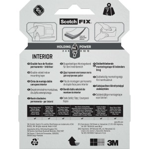 Nastro biadesivo Scotch-Fix per interni, portata fino a 7kg.