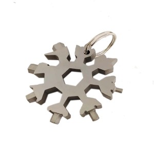 Moschettone t.b.t. a forma di fiocco di neve, color argento.