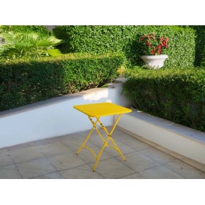 Tavolo pieghevole da giardino Rovigo in metallo giallo 60x60x72 cm