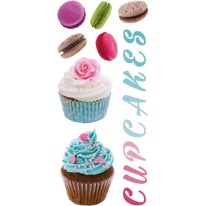 Adesivo da parete t.b.t. con cupcake e macarons.